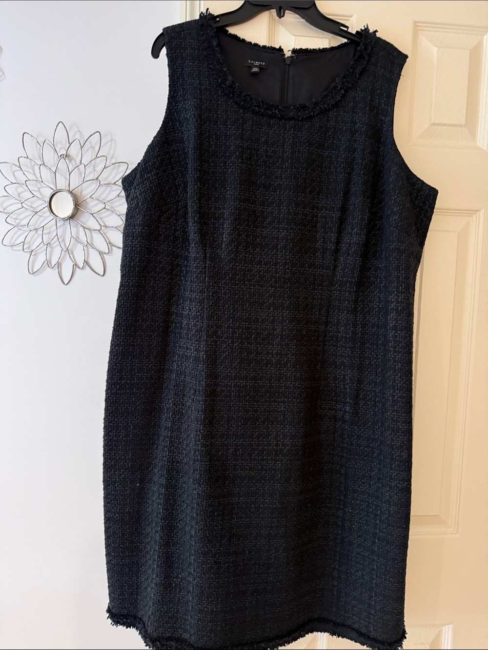 New Black Tweed Cotton Shift Dress, size 14w